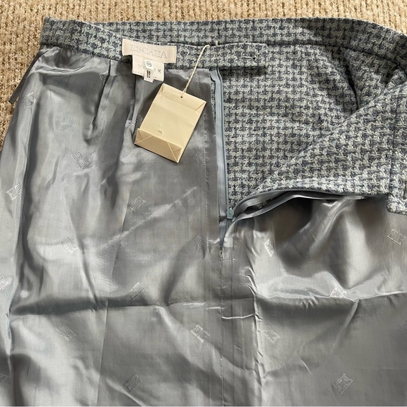 Escada 100% Cashmere Blue Straight Skirt Size 12 - Picture 3 of 8